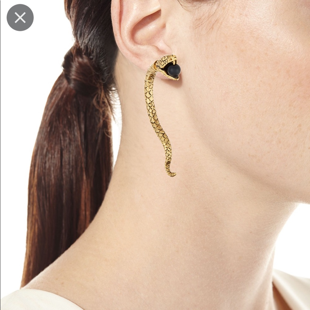 Saint Laurent gold serpent earrings